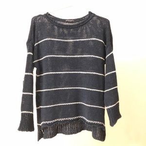 Old Money Navy Sailor Stripe Knit Sweater